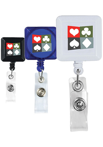 Personalized 30 in. Full Color Cord Square Retractable Badge Reel