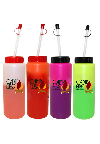 Personalized 32 oz. Mood Sports Bottles with Flexible Straw