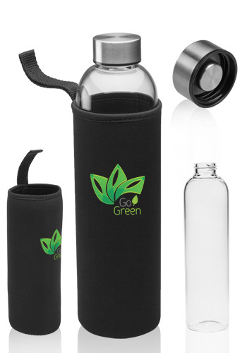 Glass Water Bottles with Carrying Pouch