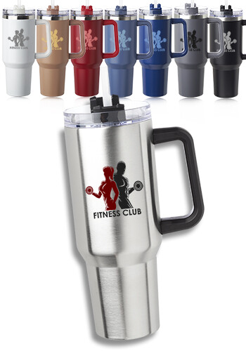 Custom 40 oz. Alps Stainless Steel Travel Mugs with Handle