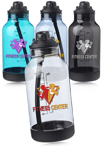 Promotional 64 oz. Plastic Sports Bottles with Capacity Markings