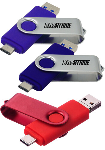 Personalized 8GB Multi-Port Type C USB Swivel Flash Drive