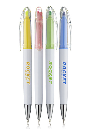 Bulk Appleton Click Action Ball Point Pen with Highlighter