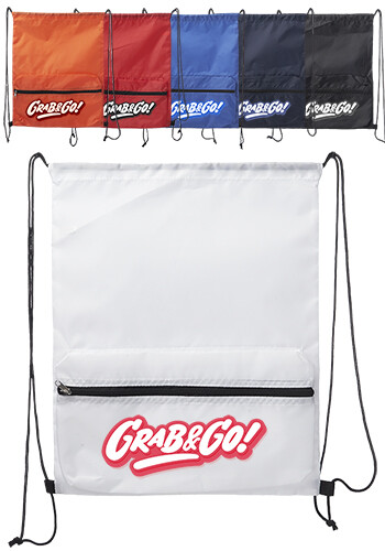 Custom Augusta Drawstring Backpacks with Front Pocket
