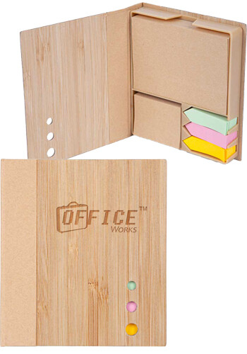 Customized Bamboo Board Memo Pad and Sticky Note Set