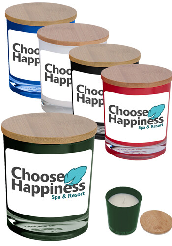 Promotional Bamboo Soy Candle with Full Color Label