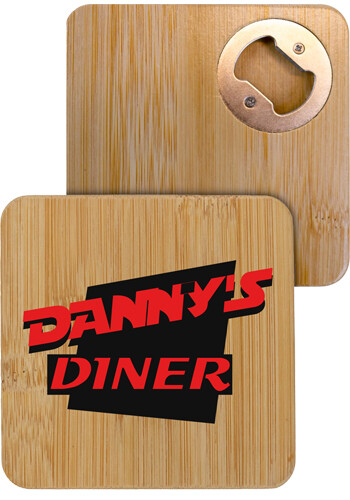 Promotional Bamboo Square Coaster and Bottle Opener