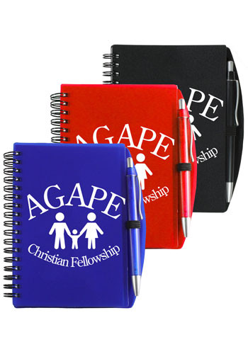 Promotional Carmel Spiral Jotter Notebooks with Pen