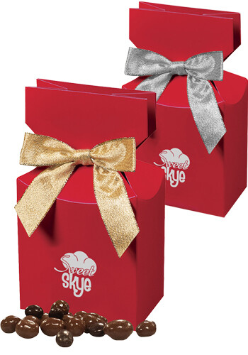 Custom Chocolate Covered Peanuts in Red Gift Box