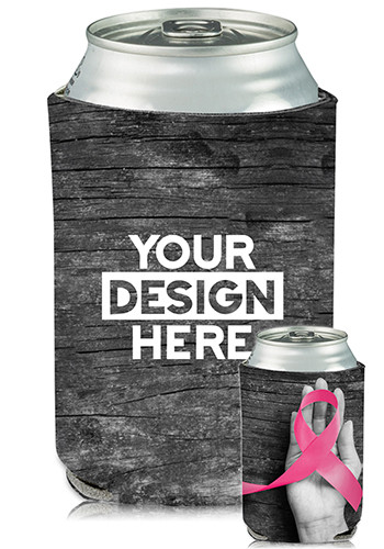 Custom Collapsible Can Coolers Breast Cancer Ribbon Print