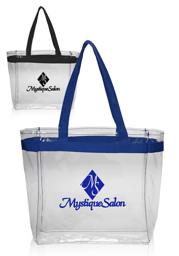 Promotional Color Handles Clear Plastic Tote Bags