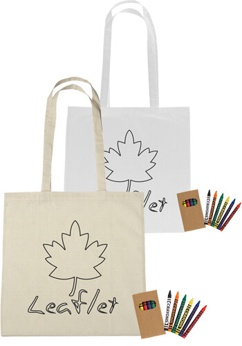 Promotional Cotton Coloring Tote Bag with Crayons