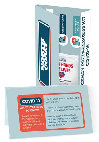 Promotional COVID-19 Info Cards With Hand Sanitizer