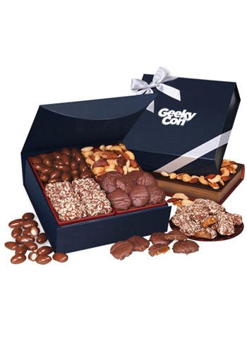 Wholesale Chocolates in Navy Magnetic Closure Keepsake Box