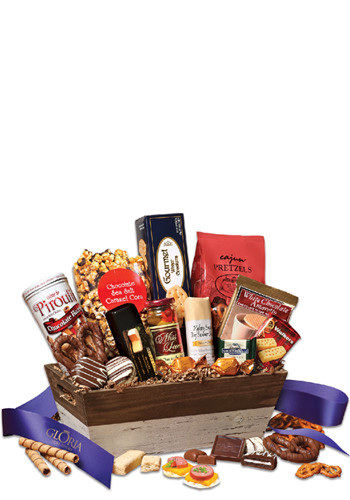 Wholesale Sweet & Savory Gift Basket with Blue Ribbon