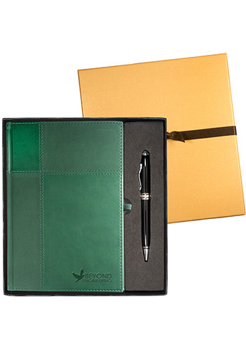 Personalized Tuscany Faux Leather Journals & Executive Stylus Pen Set