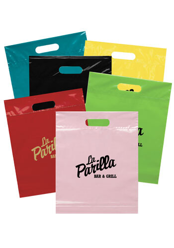 Personalized 12 x 15 Die Cut Handle Plastic Bags