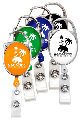 Customized 30 Inch Cord Retractable Carabiner Style Badge Reels