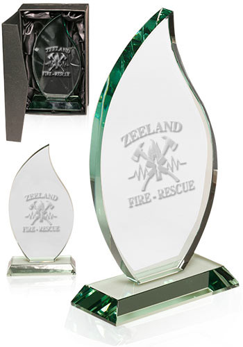 Custom Jade Flame Glass Awards
