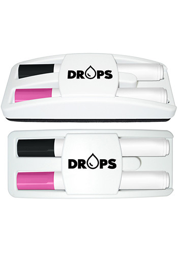 Customized Dry Erase Gear Dry Erase Marker and Eraser Set in Black and Pink