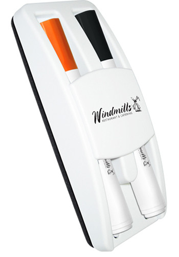 Customized Dry Erase Gear Marker and Eraser Set with Black and Orange Markers