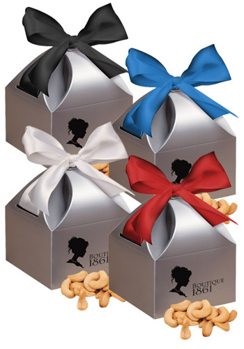 Promotional Extra Fancy Jumbo Cashews in  Silver Gift Box