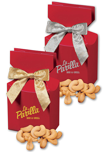 Custom Extra Fancy Jumbo Cashews in Red Gift Box