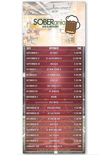 Promotional Football Schedule 3.5in x 8.5in Magnet