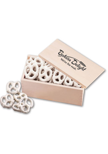 Bulk Frosted Pretzels in  Wooden Collectors Box