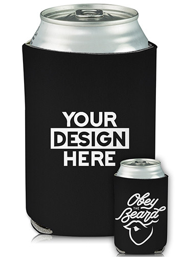 Promotional Collapsible Can Cooler Obey The Beard Print