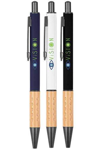 Personalized Gosford Gunmetal Ballpoint Pen with Bamboo Grip