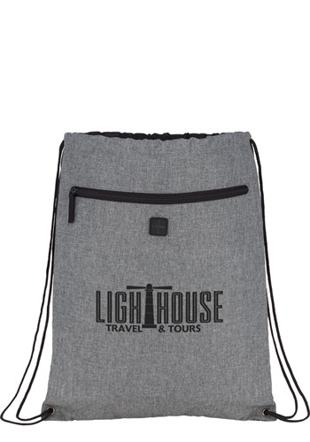 Customized Graphite Drawstring Sportspacks with Earbud