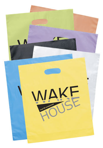 Promotional Juno Frosted Brite Die Cut  Handle Bags