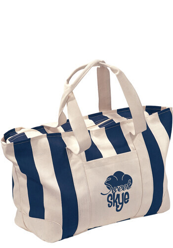 Customized Large Striped Canvas Tote Bag