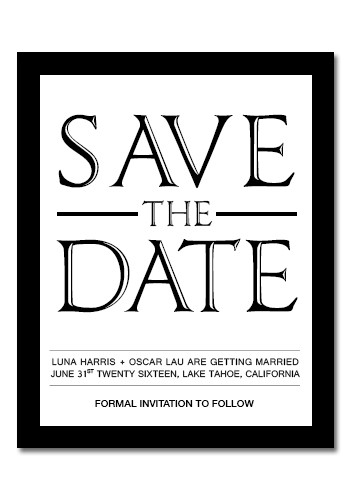Save the Date - Black & White 3.75in x 3in Magnets