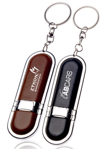 Customized Leather 8GB USB Flash Drives Keychains