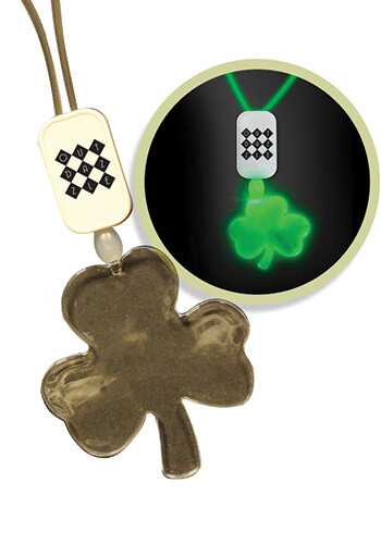 Personalized LED Shamrock Green Necklaces with Extra Large Pendant