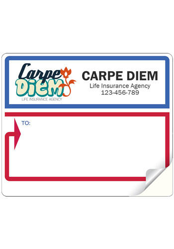 Customized Mailing Label with Blue and Red Border