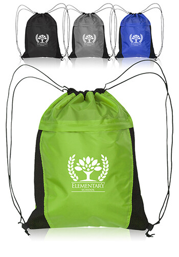 Drawstring Backpacks with Mesh Accent