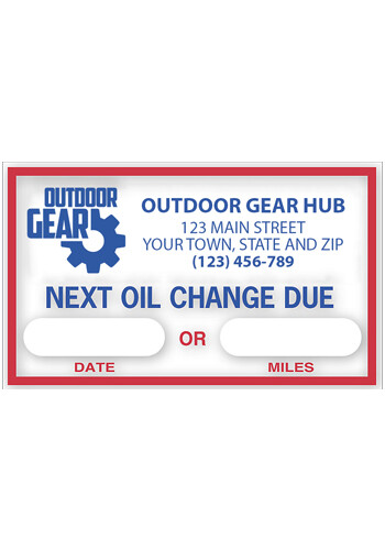 Promotional Next Oil Change Due Removable Windshield Label