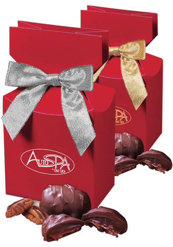 Personalized Pecan Turtles in Red Gift Box