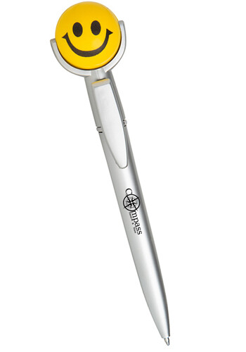 Personalized Pens with Smiley Stress Ball Top