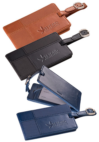Promotional Tuscany™ Duo-Textured Leather Luggage Tags
