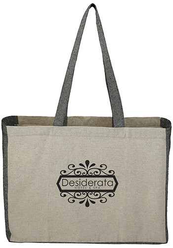 Personalized Recycled Cotton Contrast Side Shopper Tote Bag