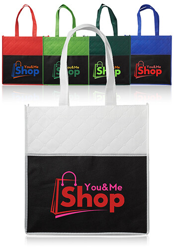 Promotional Reusable Quilted Pocket Grocery Tote Bags