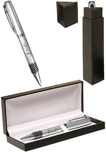 Personalized Ribbed Rubber Grip Executive Pen Gift Sets