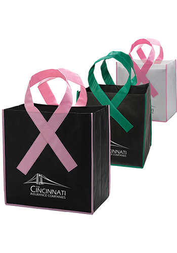 Customized Ribbon Grocery Shopper Tote Bags