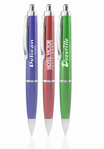 Chrome Accent Retractable Plastic Pens