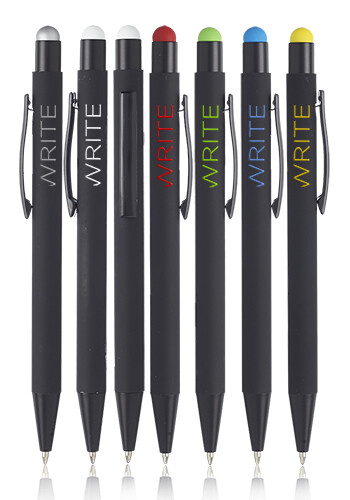 Promotional Rubberized Color Pop Pens with Stylus