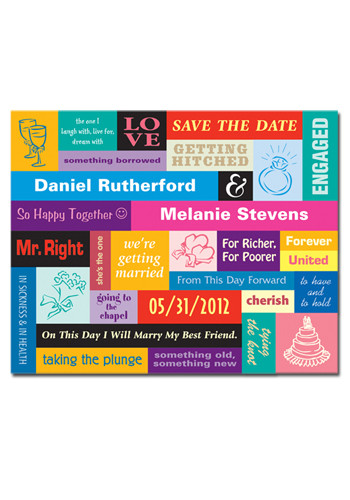 Save the Date - Retro Color Block 3.75in x 3in Magnets